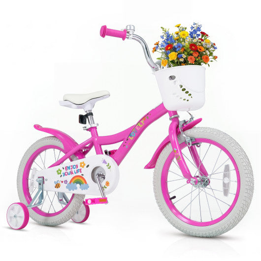 16 Inches Girls Bike for 4-7 Years Old with Basket - Spring Party Pink