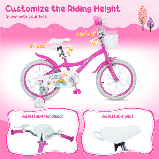 16 Inches Girls Bike for 4-7 Years Old with Basket - Spring Party Pink