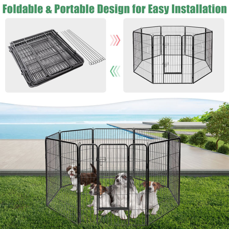 8 Metal Panel Heavy Duty Pet Playpen Dog Fence with Door-40 Inch