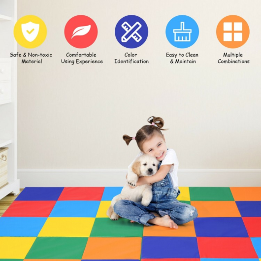 Multi-Colored 58 Inch Toddler Foam Play Mat