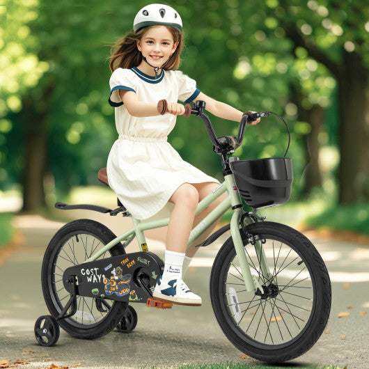 18-Inch Kids Bike Adjustable with Training Wheels for 4-8 Years Old