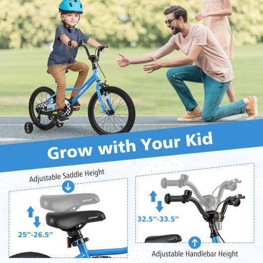 18 Inch Kids Bike with Removable Training Wheels for Aged 4-8 Years Old