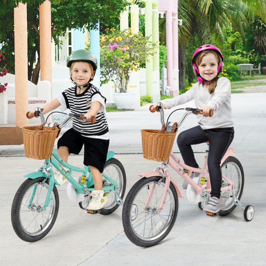 18 Inch Kids Bike Retro Bicycle with Adjustable Height and Basket for Ages 4-8 Years Old-18 inches