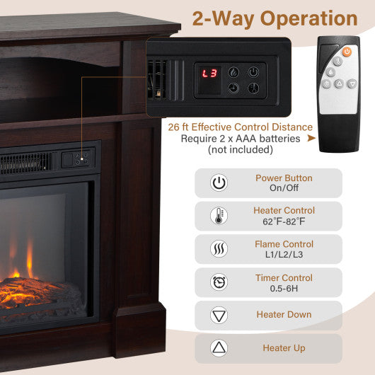 18 Inch 1400W Electric TV Stand Fireplace with Shelf-Natural