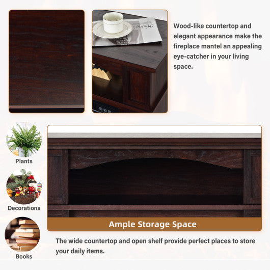 18 Inch 1400W Electric TV Stand Fireplace with Shelf-Natural