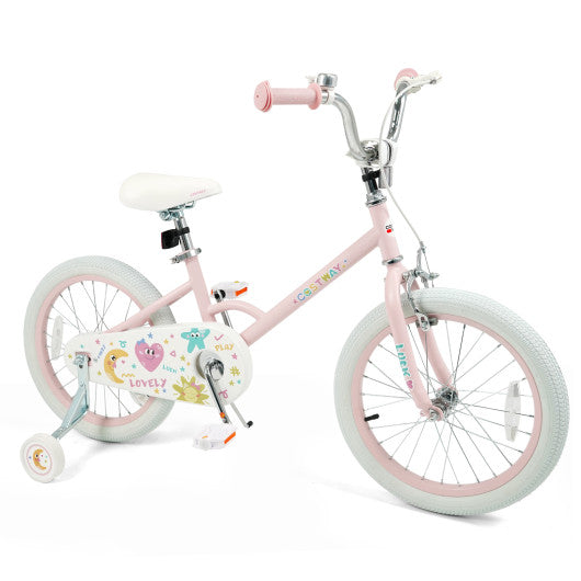 18 Inch Kids Bike Adjustable for 3-8 Years Old Children Pink - Stars & Moon