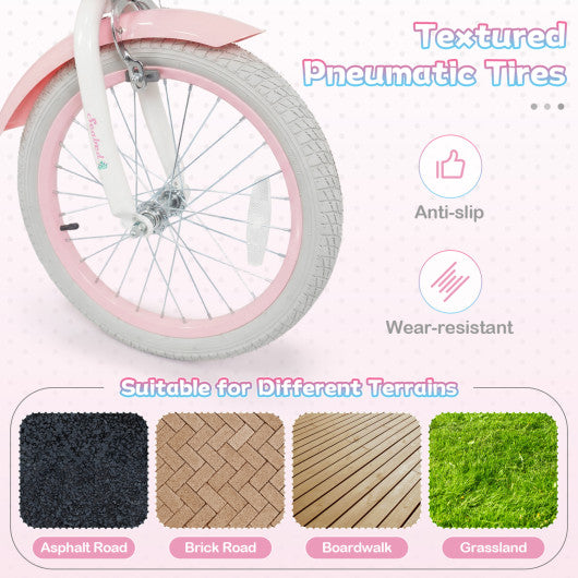 18-Inch Kids Bike Adjustable with Basket and Streamers Pink - Princess of the Sea Theme