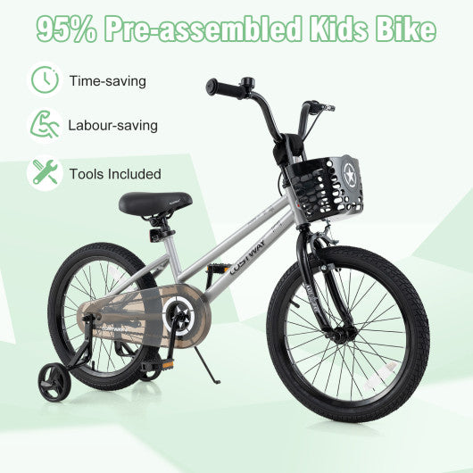 18 Inch Kids Bike Adjustable with Transparent Chain Cover for 4-8 Years Old