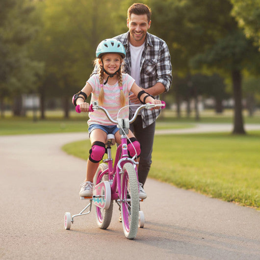 18 Inch Kids Bike for Aged 3-8 Years Old with Adjustable Handlebar Pink- Starlight Wave