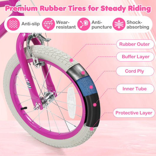 18 Inch Kids Bike for Aged 3-8 Years Old with Adjustable Handlebar Pink- Starlight Wave