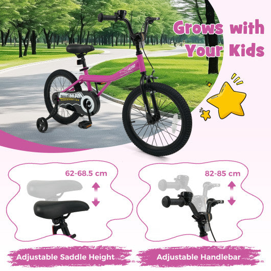 18-Inch Kids Bike with Removable Training Wheels Pink-Brave Hero