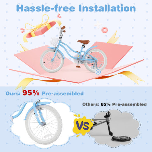 18 Inch Kids Bike with Adjustable Handlebar and Seat for 4-8 Year Old