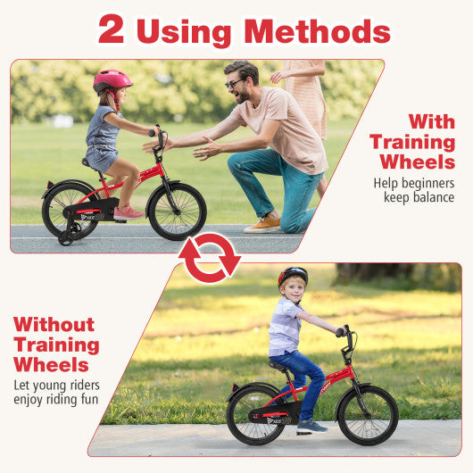 18 Inch Kids Bike Adjustable Bicycle with Reflectors and Bell for 4-8 Years Old
