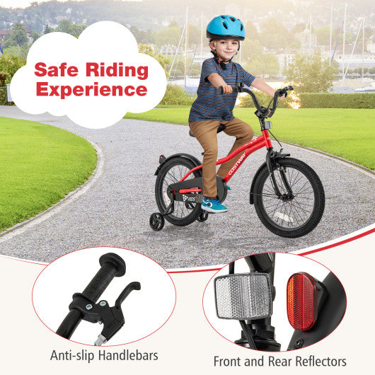 18 Inch Kids Bike Adjustable Bicycle with Reflectors and Bell for 4-8 Years Old