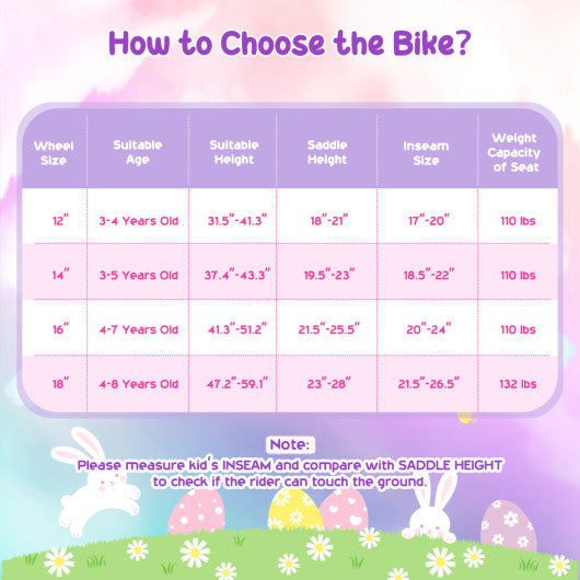 18 Inches Girls Bike with Front Bag and Streamers for 4-8 Years Purple