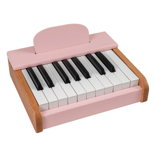 18 Keys Wooden Piano for Kids with Removable Music Stand-Pink