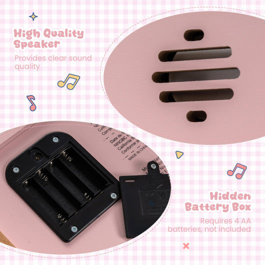 18 Keys Wooden Piano for Kids with Removable Music Stand-Pink