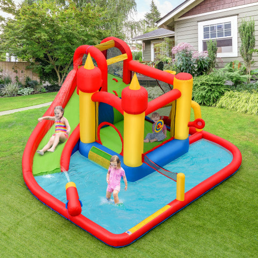 Inflatable Blow Up Water Slide Bounce House with 740 W Blower