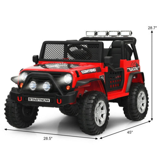 12V Kids Electric Ride On Truck with Remote Control and Operation Lever-Red
