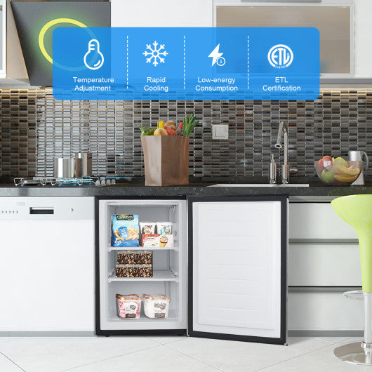 3 Cubic Feet Compact Upright Freezer with Stainless Steel Door