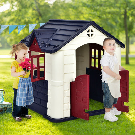 Kid¡¯s Playhouse Pretend Toy House For Boys and Girls 7 Pieces Toy Set-Blue