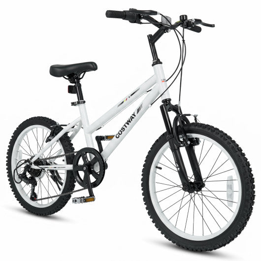 20 Inch Kids Mountain Bike with Adjustable Seat-White