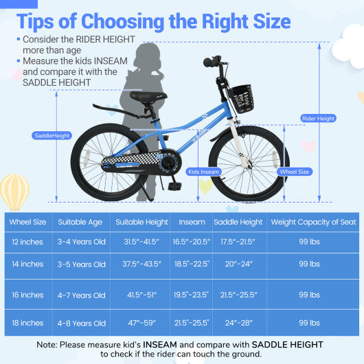 20 Inch Kids Bike Adjustable with Kickstand and Storage Basket for Aged 8+ Years-Navy