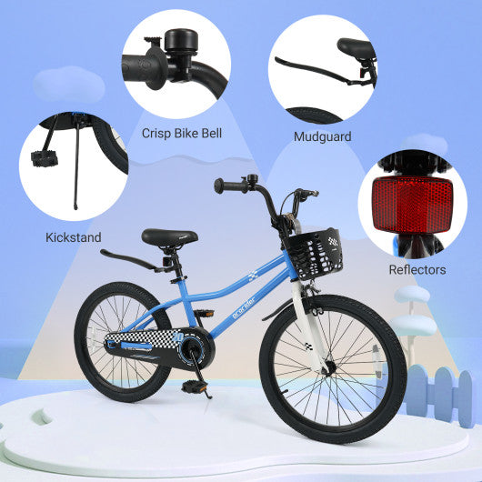 20 Inch Kids Bike Adjustable with Kickstand and Storage Basket for Aged 8+ Years-Navy