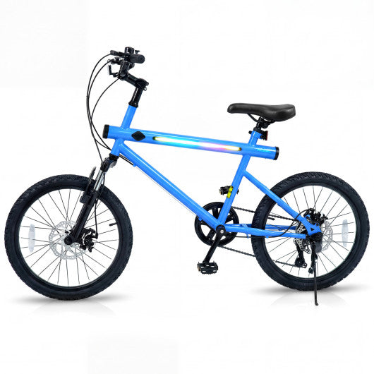 20 Inch Commuter Bicycle LED-lit with 6-Speed Shimano Twist Shifting and Stereo Speakers-Blue