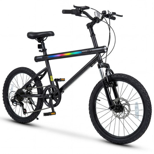 20 Inch Commuter Bicycle LED-lit with 6-Speed Shimano Twist Shifting and Stereo Speakers-Black