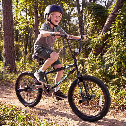 20 Inch Trick Bicycle with 270 Degree Steering and Adjustable Seat for Kids and Teens-Black