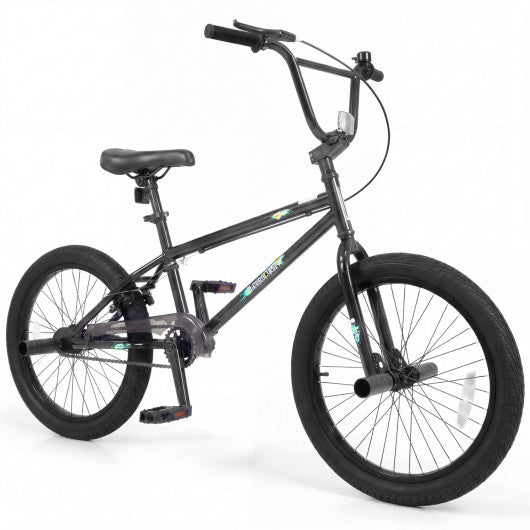 20 Inch Trick Bicycle with 360 Degree Steering and Adjustable Seat for Kids and Teens-Black