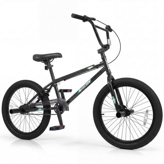 20 Inch Trick Bicycle with 360 Degree Steering and Adjustable Seat for Kids and Teens-Black