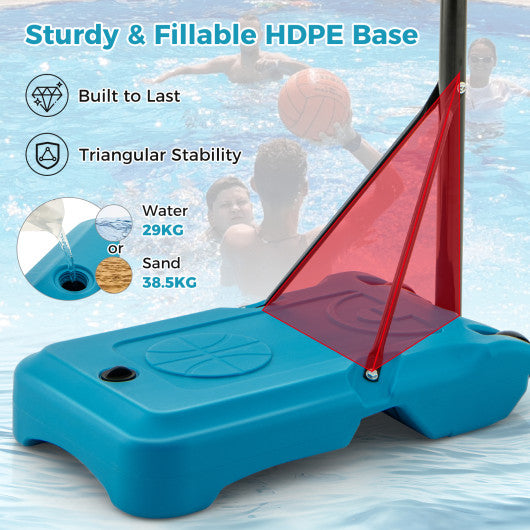 Pool Basketball Hoop Adjustable 3.8-4.4 FT Portable Poolside Basketball Goal with Fillable Base