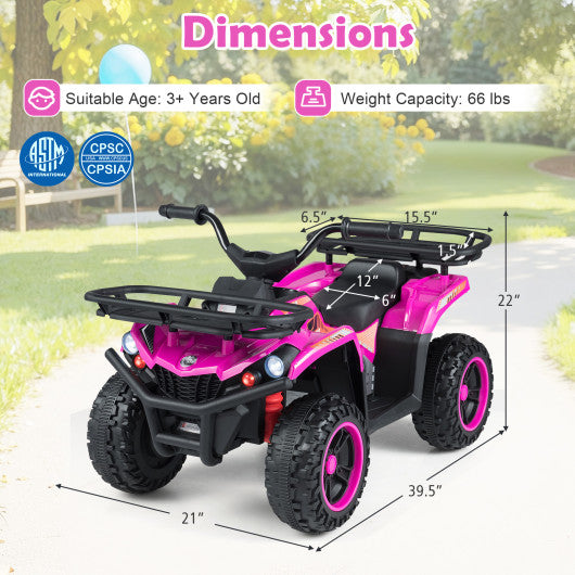 24V Electric Ride On Quad with LED Headlights-Pink
