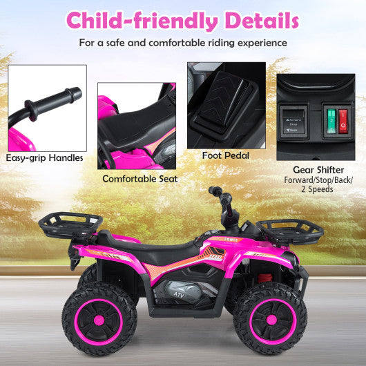 24V Electric Ride On Quad with LED Headlights-Pink