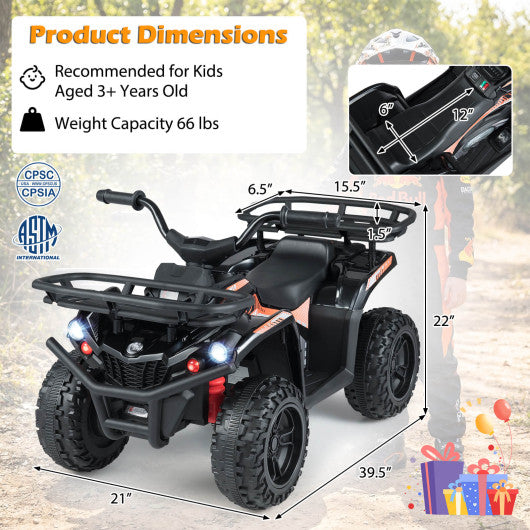 24V Electric Ride On Quad with LED Headlights-Black-2 Pieces