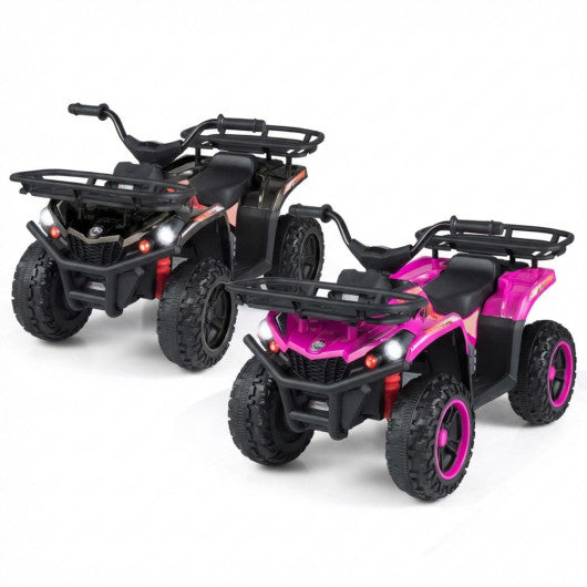 24V Electric Ride On Quad with LED Headlights-Black+Pink