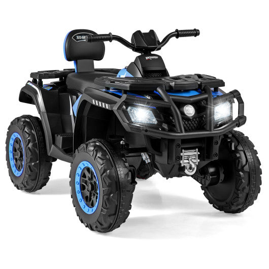 24V Kids ATV 2-Seater with 4 Motors with LED Lights and Music-Blue