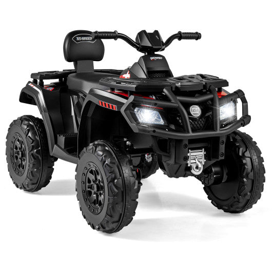 24V Kids ATV 2-Seater with 4 Motors with LED Lights and Music-Black