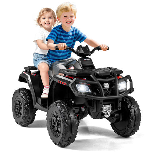 24V Kids ATV 2-Seater with 4 Motors with LED Lights and Music-Black