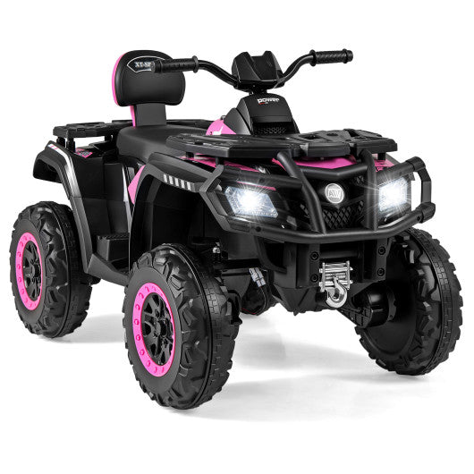 24V Kids ATV 2-Seater with 4 Motors with LED Lights and Music-Pink