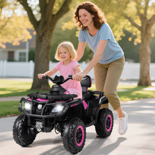 24V Kids ATV 2-Seater with 4 Motors with LED Lights and Music-Pink