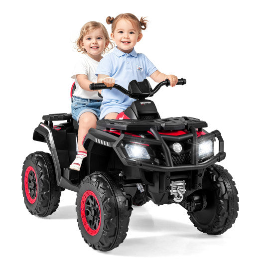 24V Kids ATV 2-Seater with 4 Motors with LED Lights and Music-Red