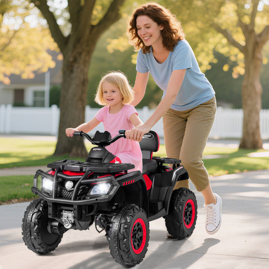 24V Kids ATV 2-Seater with 4 Motors with LED Lights and Music-Red