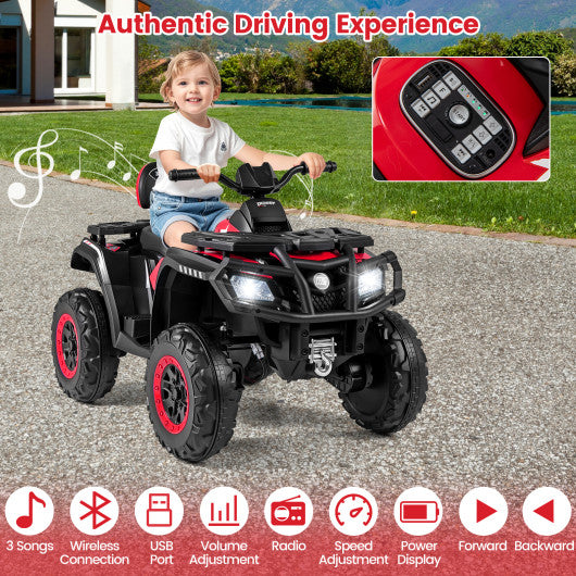 24V Kids ATV 2-Seater with 4 Motors with LED Lights and Music-Red