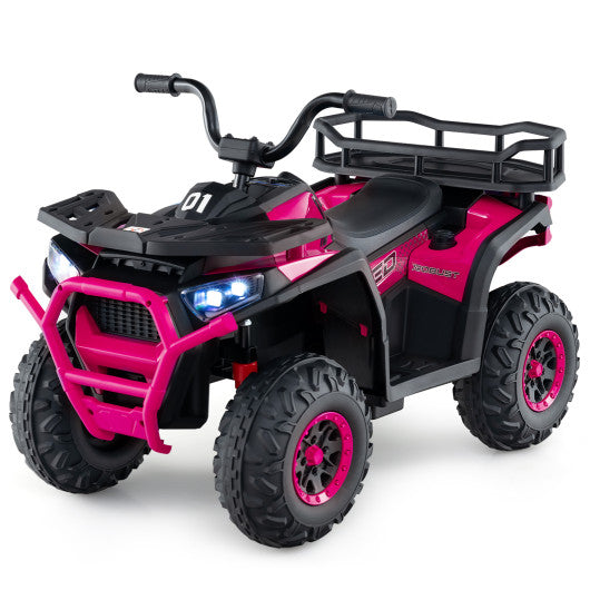 24V Kids Ride on Electric ATV Quad Car with Realistic Sounds and LED Lights-Pink