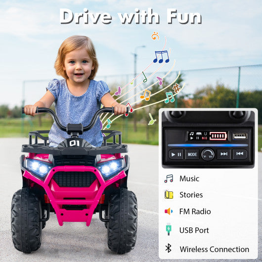 24V Kids Ride on Electric ATV Quad Car with Realistic Sounds and LED Lights-Pink