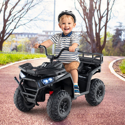 24V Kids Ride on Electric ATV Quad Car with Realistic Sounds and LED Lights-Black