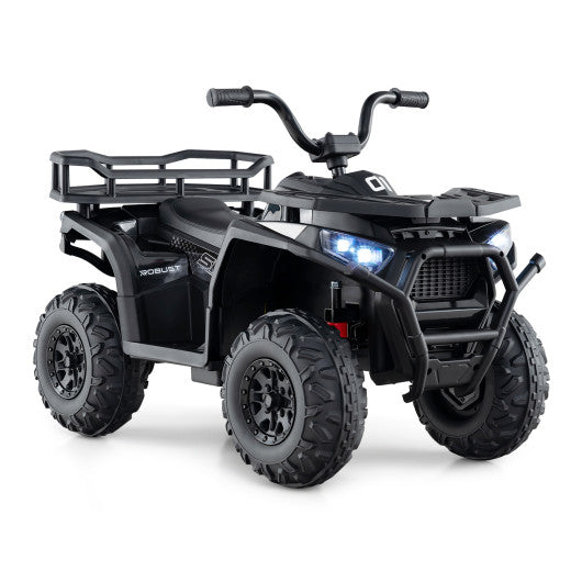 24V Kids Ride on Electric ATV Quad Car with Realistic Sounds and LED Lights-Black